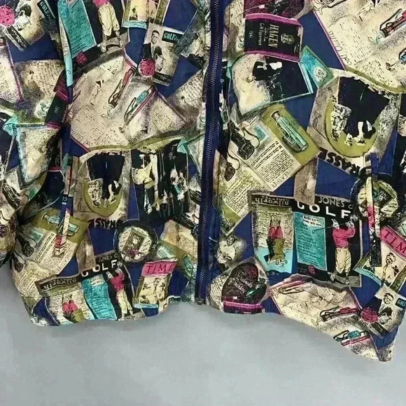 Activology Vintage 90s Bomber Jacket Womens Large Golf Novelty Eclectic Grandpa - Picture 4 of 13